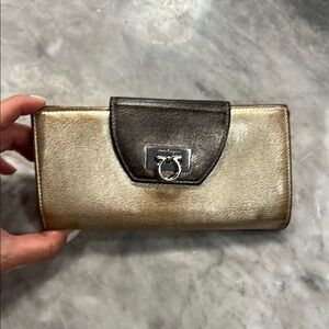 Salvatore Ferragamo Gold and Black Wallet